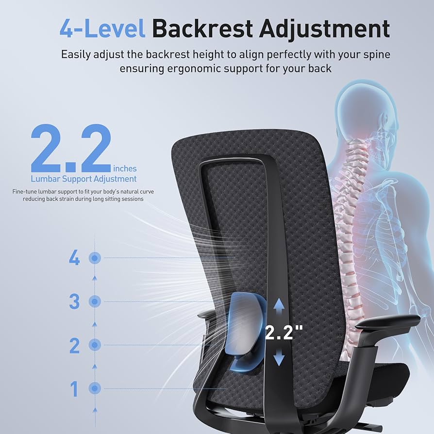 『CHROME BONE PRONE I』 Amazon.com: Ergonomic Office Chair 4D Adjustable Armrests